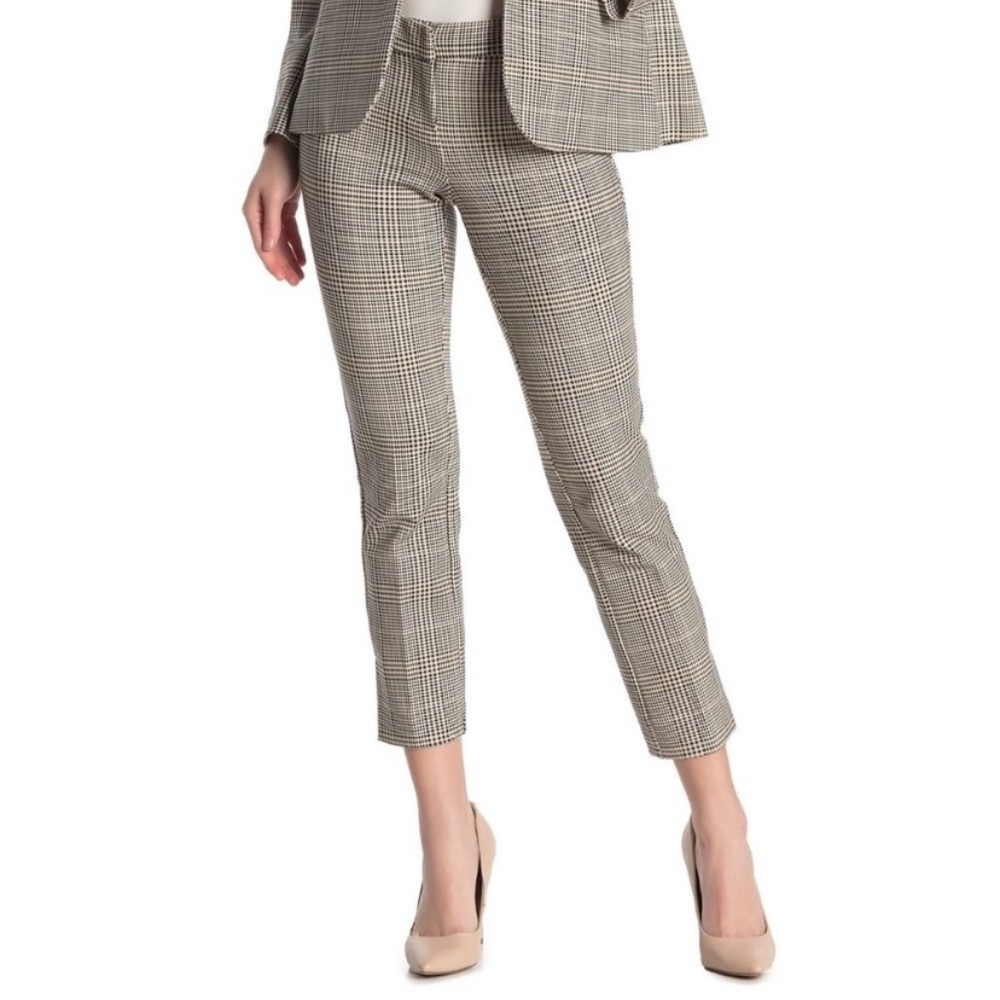 Amanda&Chelsea Plaid Houndstooth Ponte Knit Slim Ankle Work Pant Women 6 NEW $98